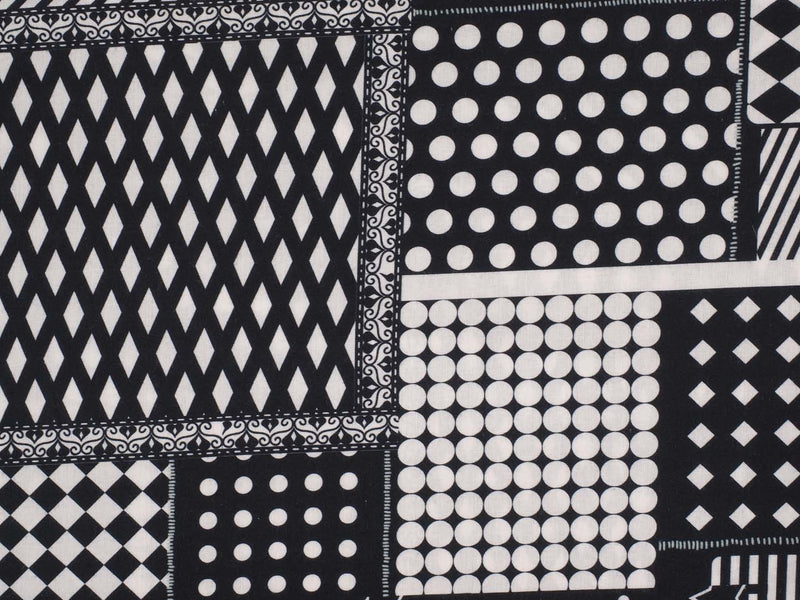 Baumwolle Patchwork - schwarz/weiß