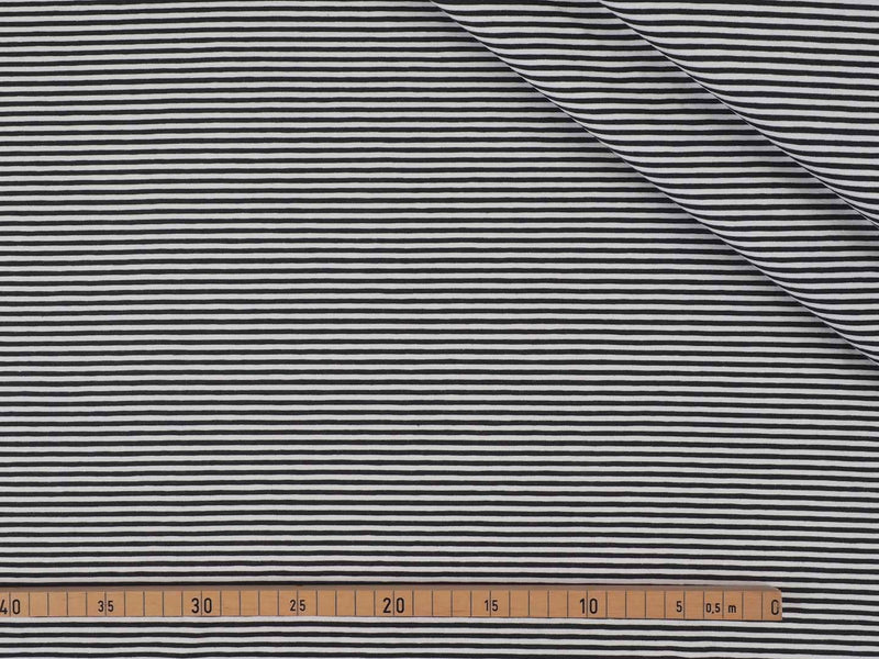 Jersey Baumwolle Streifen 0,3cm - weiß/schwarz