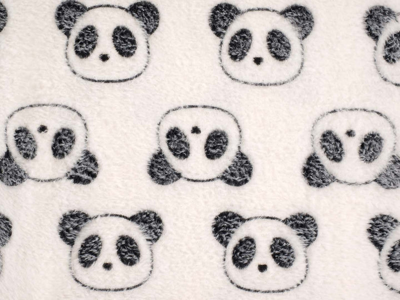 Kuschelfleece Pandas - weiß