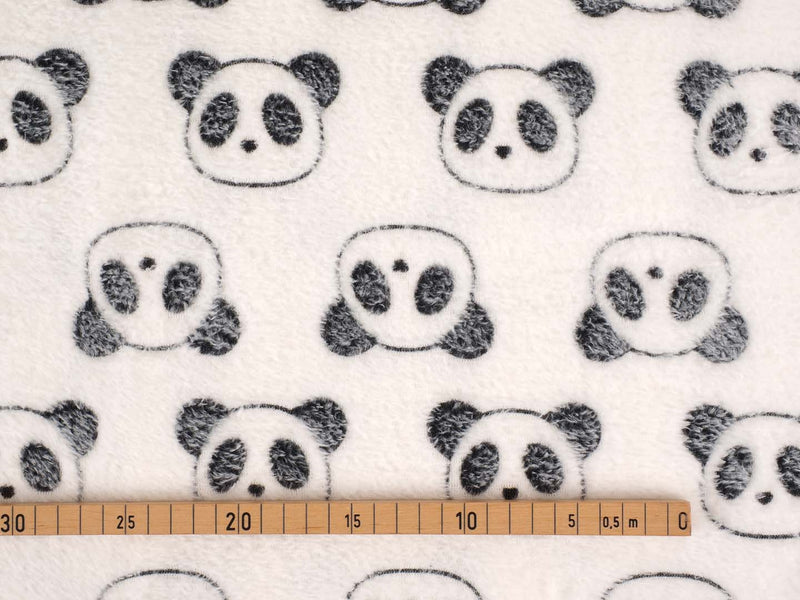 Kuschelfleece Pandas - weiß