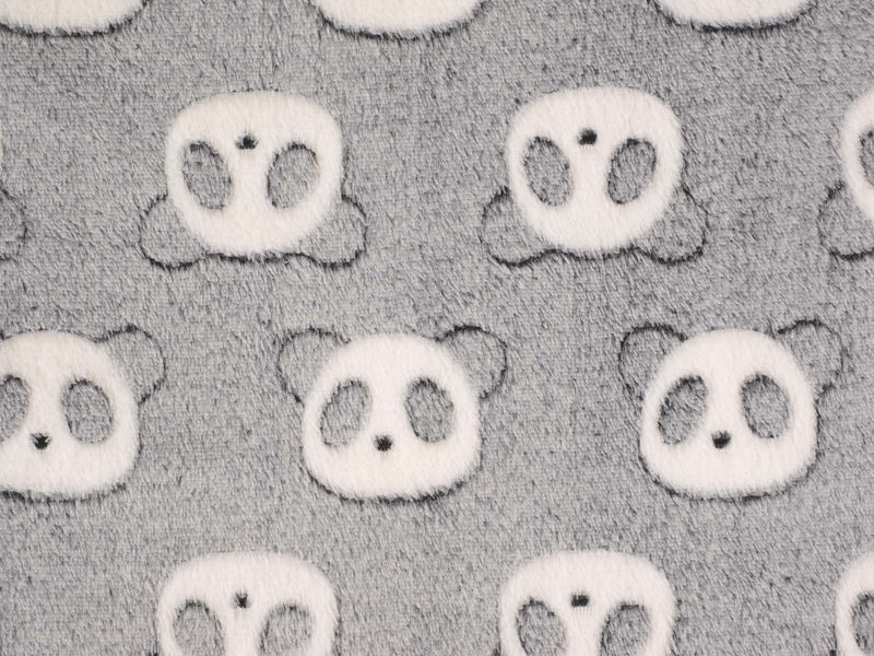 Kuschelfleece Pandas - grau