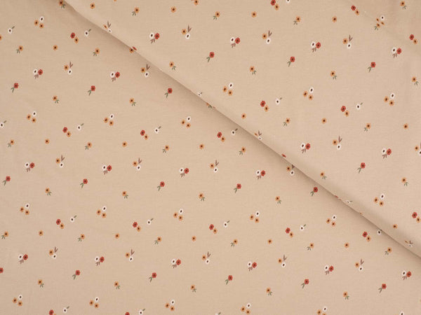 Jersey Baumwolle mini Streublümchen rost - creme