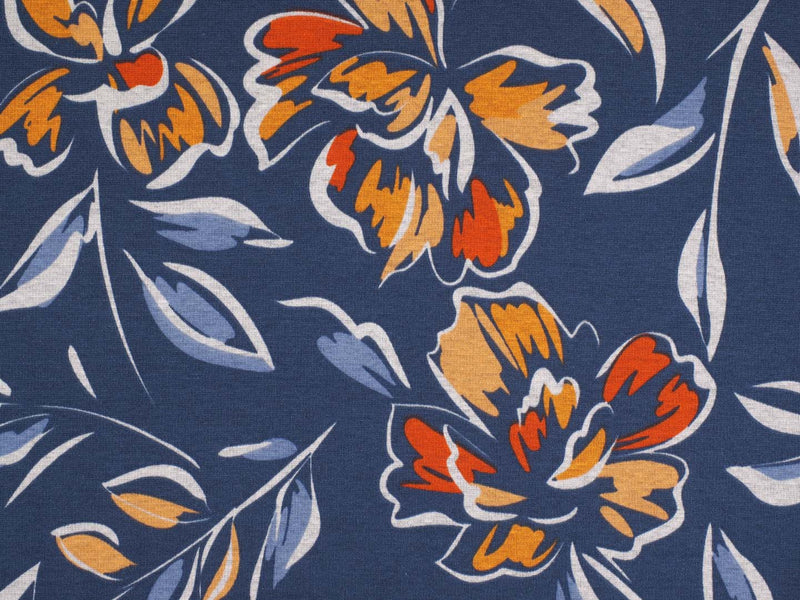 Alpenfleece Blume rost/orange- blau