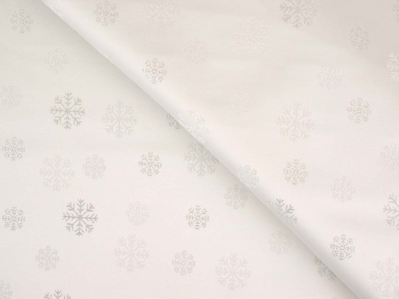 Canvas Teflon beschichtet - silberne Schneeflocken - weiß