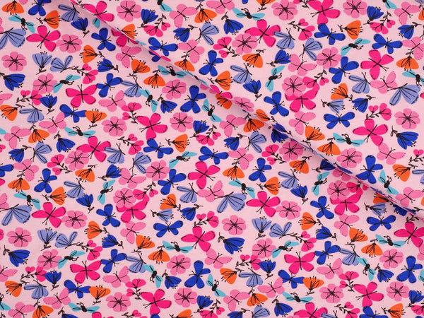 Jersey Baumwolle Schmetterlinge - rosa