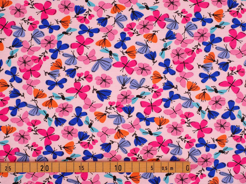 Jersey Baumwolle Schmetterlinge - rosa