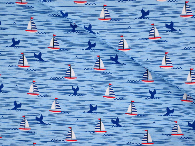 Jersey Baumwolle Schiffchen - blau