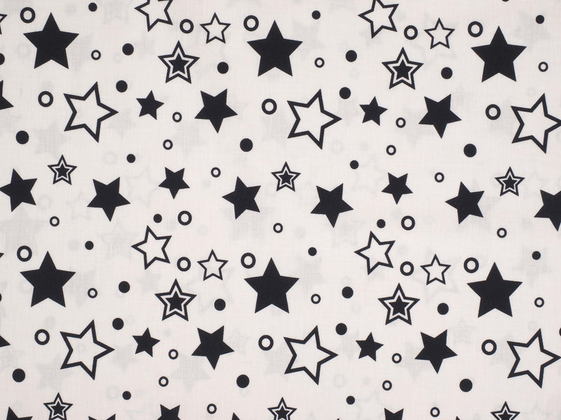 Baumwolle Sterne - weiß/schwarz