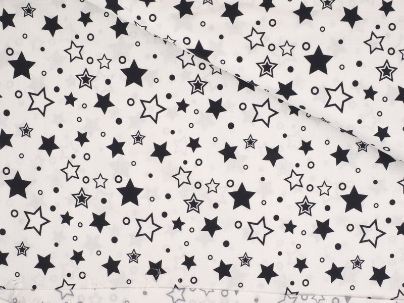 Baumwolle Sterne - weiß/schwarz