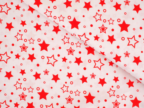 Baumwolle Sterne - weiß/rot
