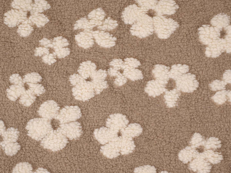 Fleecestoff Blumen - beige/braun