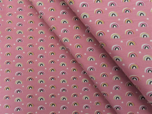 Jersey Baumwolle Regenbogen mini - rosa