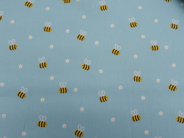 Baumwolle Bienen - hellblau