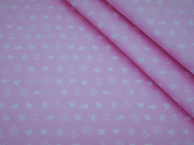 Baumwolle Anker & Herzen - rosa