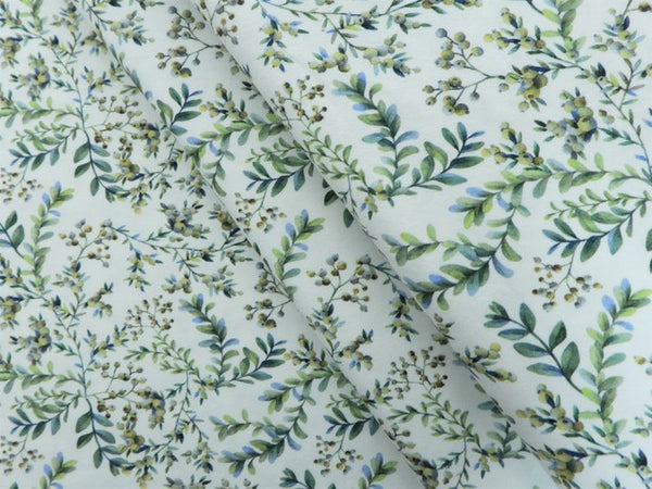 Jersey Baumwolle Blütenzweige - weiß