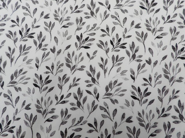 Baumwolle graue Blätterranke - Digitaldruck