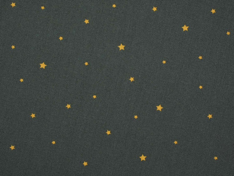Baumwolle Weihnachten, goldene mini Sterne - grün