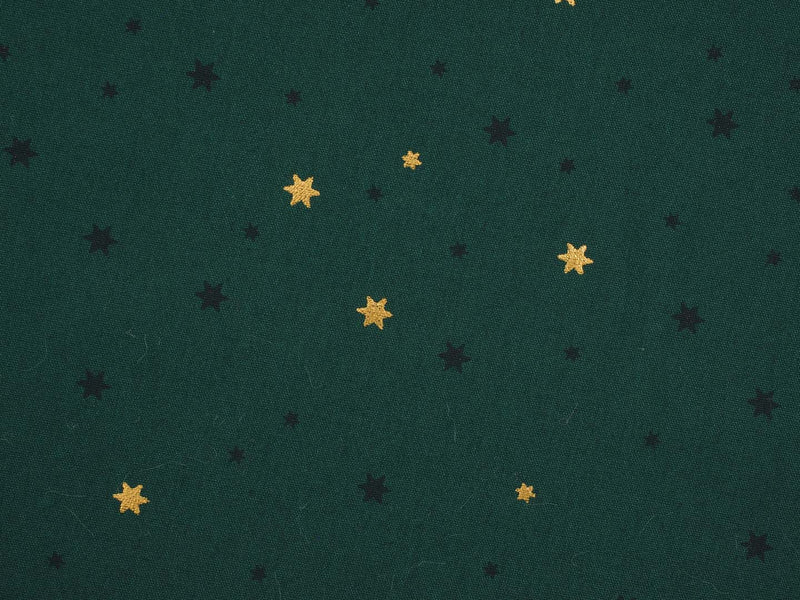 Baumwolle goldene und schwarze Sterne - grün