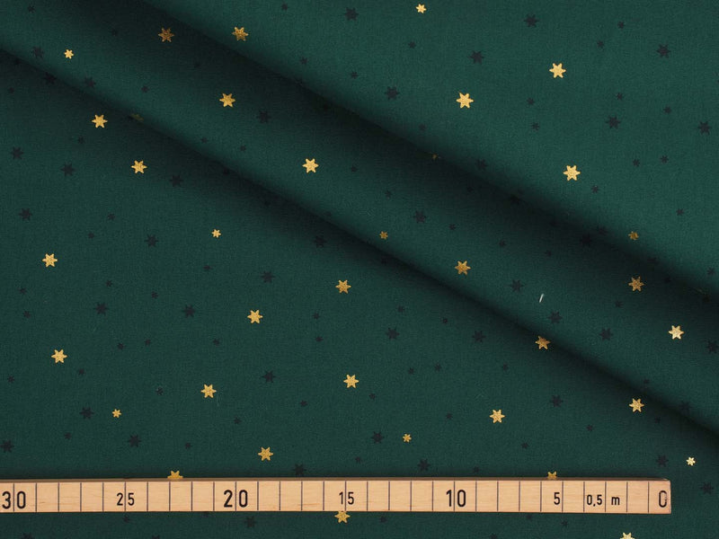 Baumwolle goldene und schwarze Sterne - grün