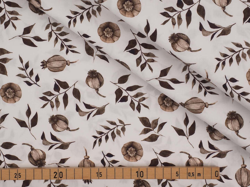 Baumwolle Snoozy Fabrics Herbst Laub Digitaldruck - weiß