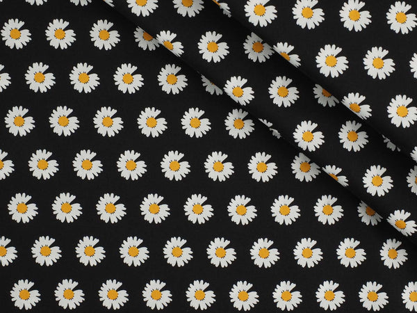 Baumwolle Margeritenblüte - schwarz
