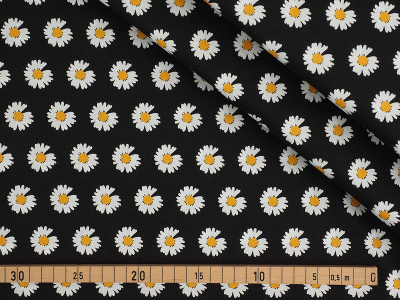 Baumwolle Margeritenblüte - schwarz