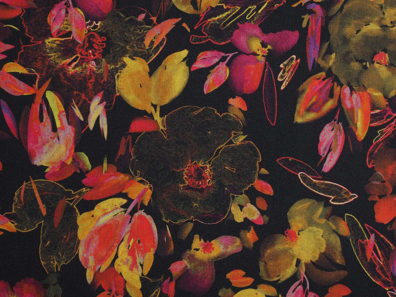 Baumwolle Blumen - Aquarell - schwarz