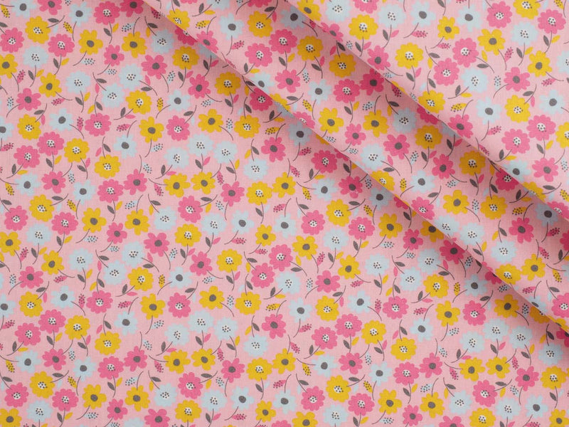 Baumwolle bunte Blumen - rosa