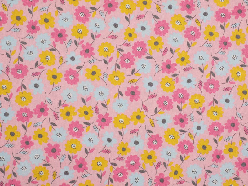 Baumwolle bunte Blumen - rosa