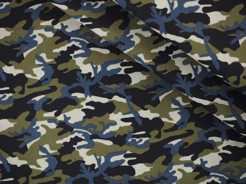 Baumwolle Camouflage - oliv blau