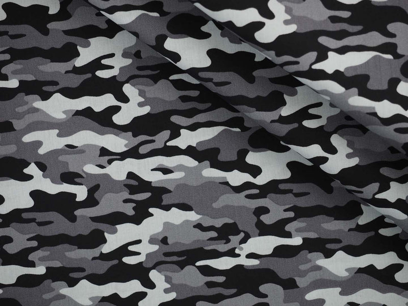 Baumwolle Camouflage - grau / schwarz