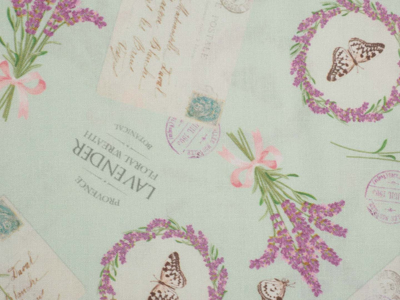 Baumwolle Lavendel mit Schmetterlingen - mint