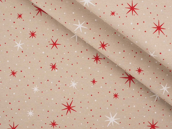 Canvas Weihnachten rote und weiße Sterne - beige
