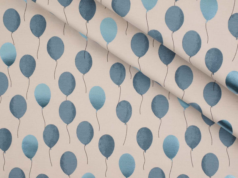 Jersey Baumwolle Ballons - foil print dusty blau