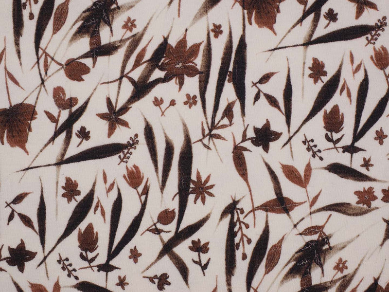 Jersey Baumwolle Snoozy Fabrics Herbst Laub - weiß/braun