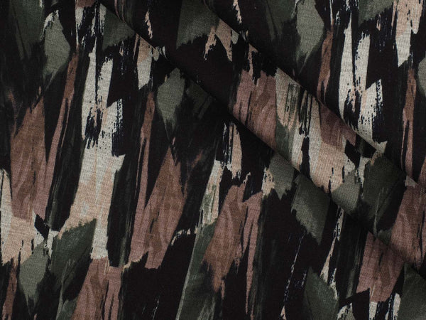 Strick Jersey punta soft print Farbstreifen - khaki, schwarz