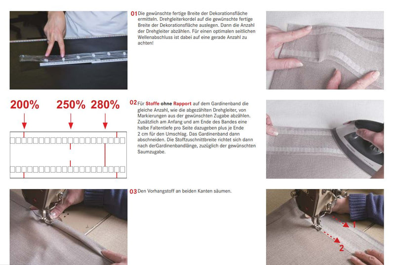Gerster Newave Wellenband Gardinenband für 6cm Drehgleiter - 80mm transparent