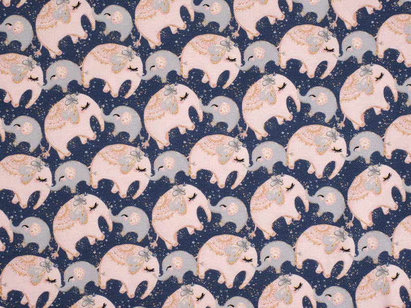 Jersey Baumwolle Baby Elefanten - blau