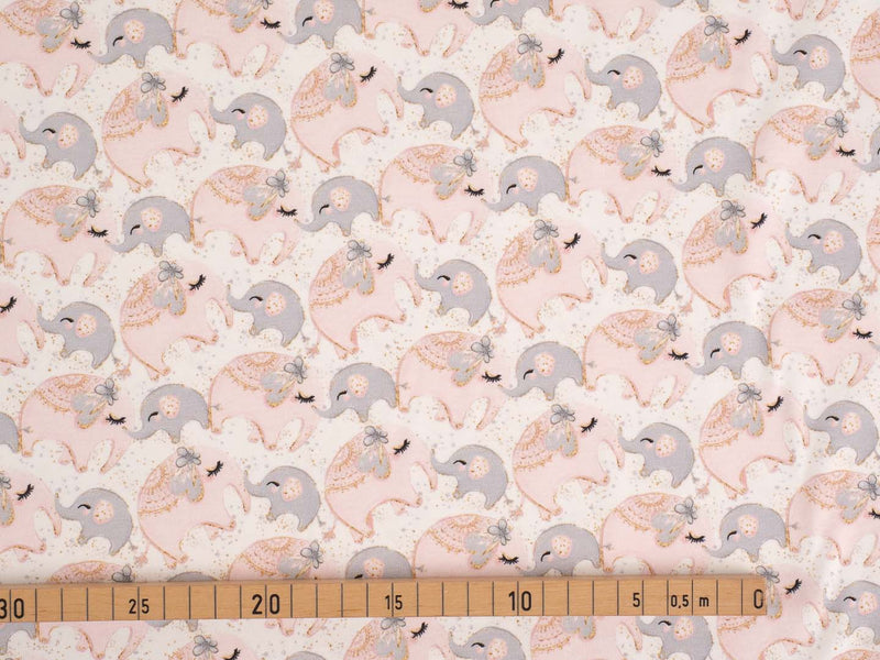 Jersey Baumwolle Baby Elefanten - cremeweiß