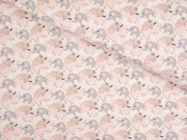 Jersey Baumwolle Baby Elefanten - cremeweiß