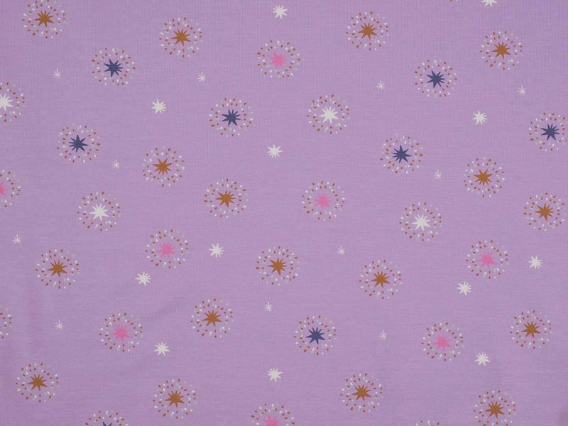 Jersey Baumwolle Sterne Punkte - lila