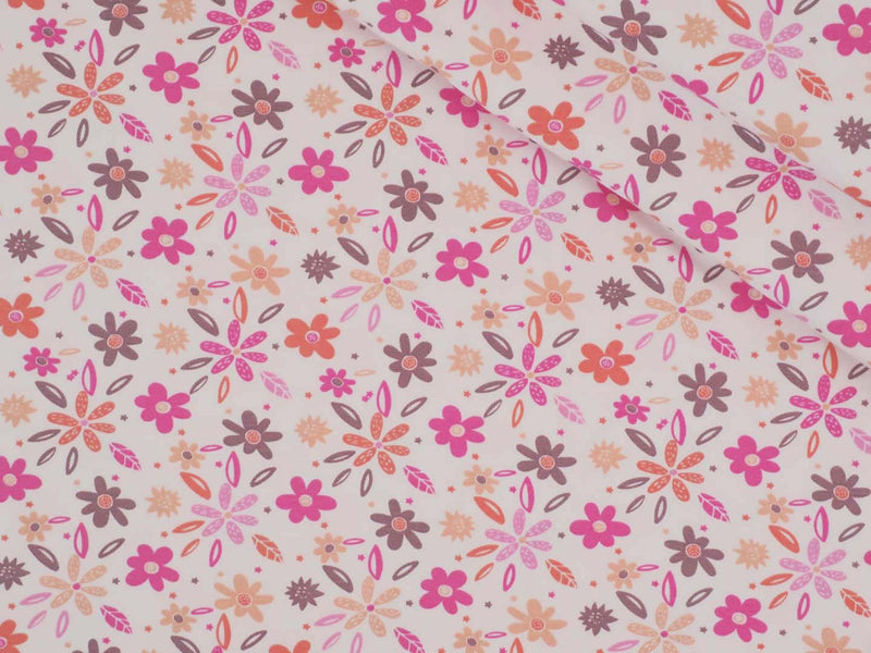 Jersey Baumwolle Blumen Sonnenblumen - weiß/pink