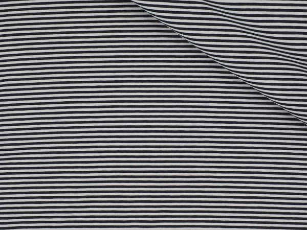 Jersey Baumwolle Streifen 0,3cm - weiß/navy