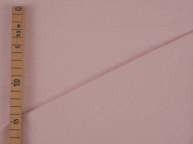 Bündchen Feinripp gestreift 2mm - rosa/weiß