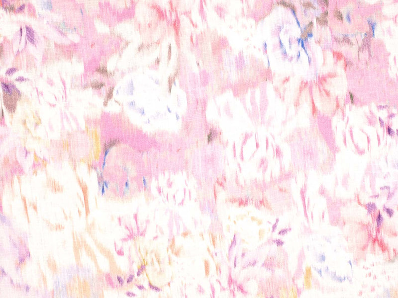 Leinen Viskose Blumen Batik - rosa