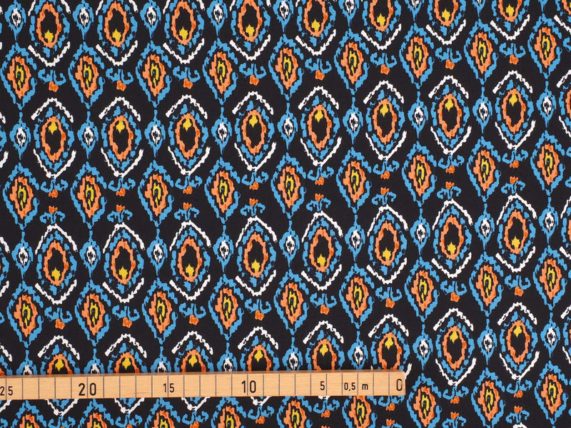 Baumwoll Rayon Muster - schwarz/blau