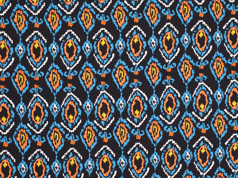 Baumwoll Rayon Muster - schwarz/blau