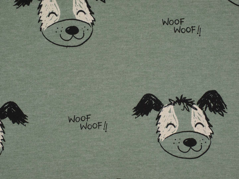 French Terry Hund Woof - grün