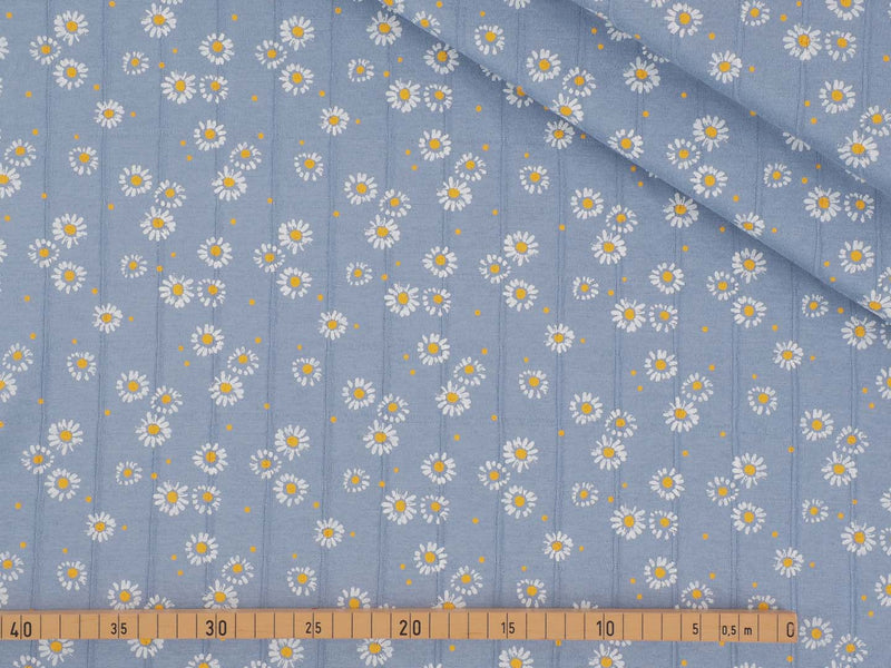 Jersey Baumwolle Sonnenblumen - blau