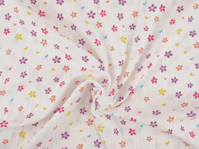 Musselin Snoozy Fabrics Sonnenblumen  - cremeweiß/bunt